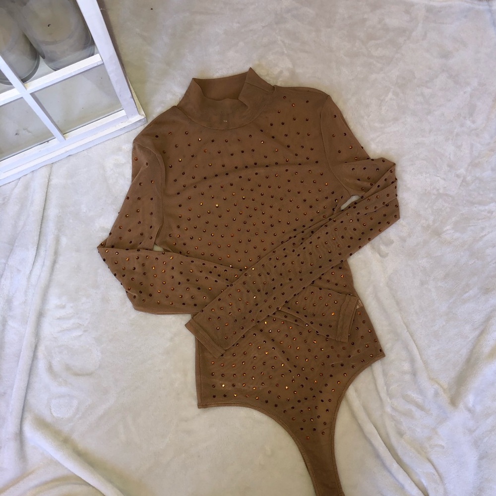 Mesh rhinestone bodysuit